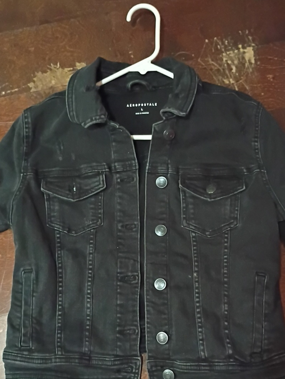 Aeropostale Black Jean Jacket with Button Front - Picture 1 of 5